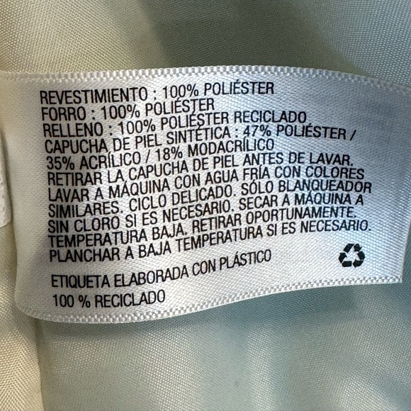 Cat & Jack Girls Heavy Pea Coat Removable Fur Trim Mint Green Size 7/8 - Picture 9 of 11